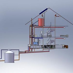 Passivhaus Würzburg - Verrohrung Vorderseite