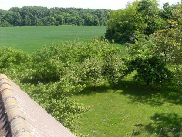 Noch ein Blick aus dem Giebelfenster auf Grundstück und Landschaft.